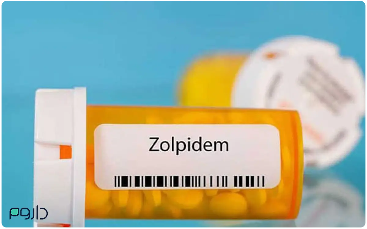 قوطی داروی زولپیدم (Zolpidem)، نمادی از اهمیت آگاهی نسبت به تداخلات خطرناک دارویی و غذایی.