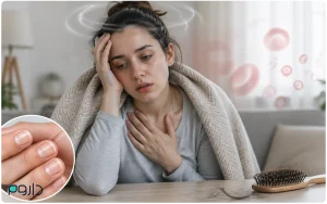 زن خسته با علائم کم‌خونی