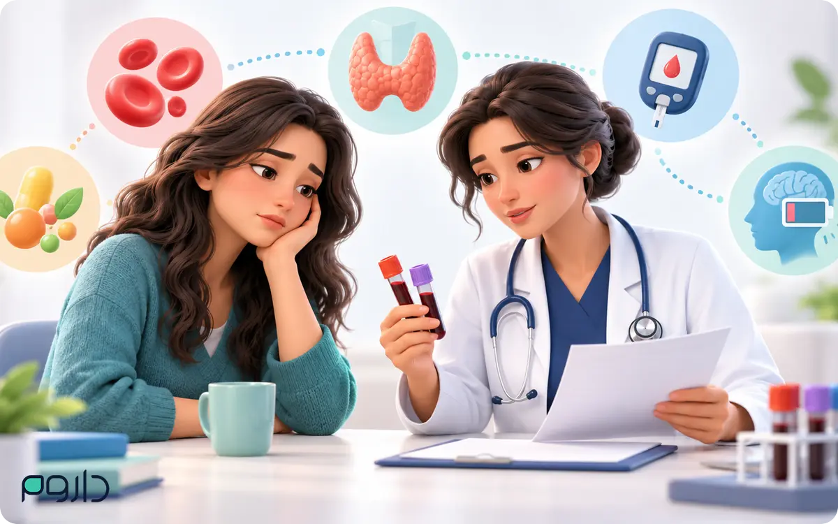 بررسی علت خستگی با آزمایش خون، تیروئید و قند خون