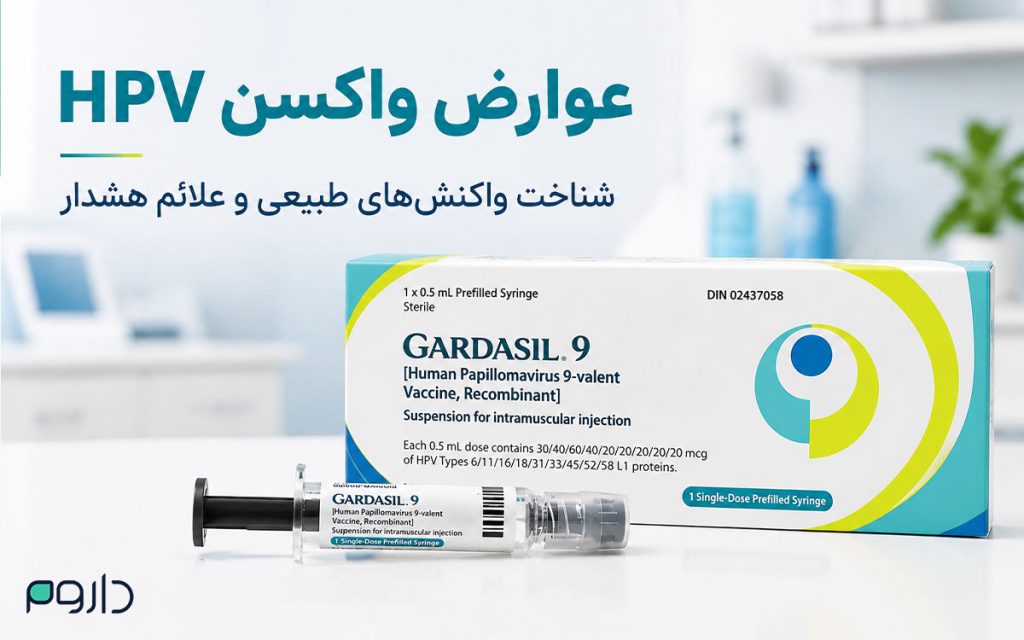 عوارض واکسن HPV و تصویر جعبه واکسن گارداسیل ۹ در محیط کلینیک-داروخانه آنلاین داروم